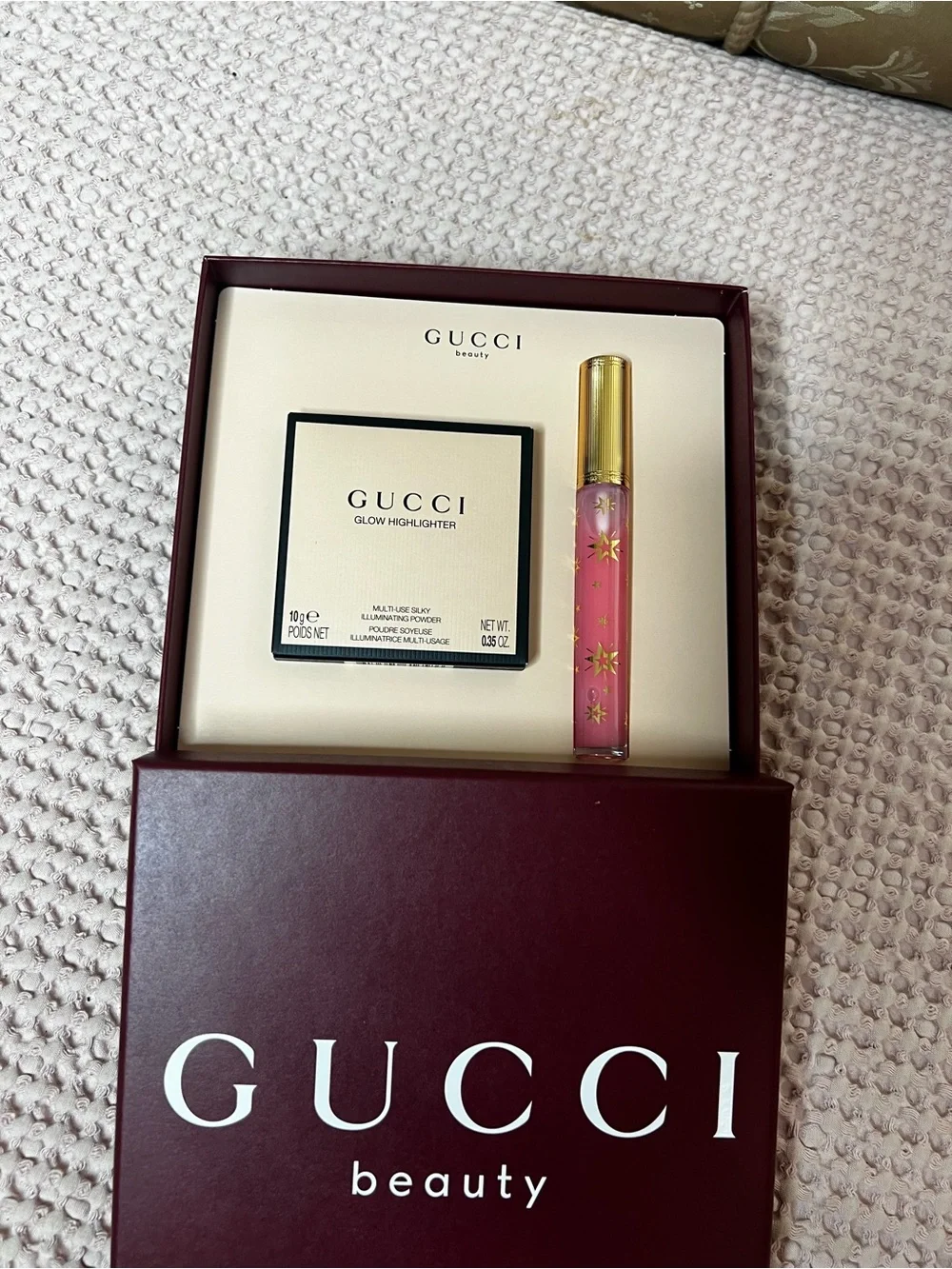 Gucci Beauty Glow Highlighter & Lip Gloss Gift Set Opal Pink Bertha Pink NIB